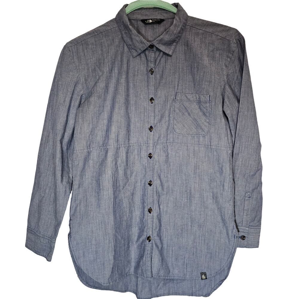 The North Face Womens‎ Chambray Button Up Long Sleeve Shirt Blue Medium Collared